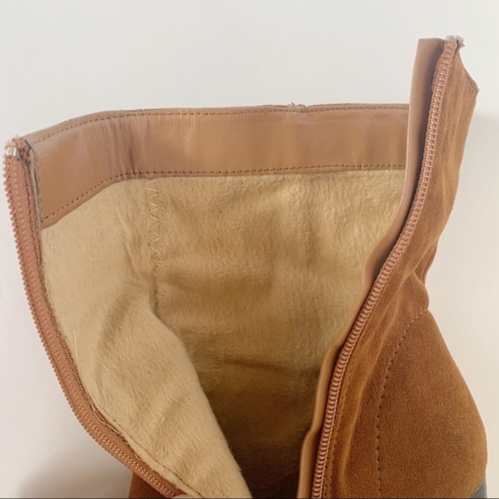Bamboo Heel Brown Suede Boots Chestnut Color Sz‎ 7 - Picture 8 of 10